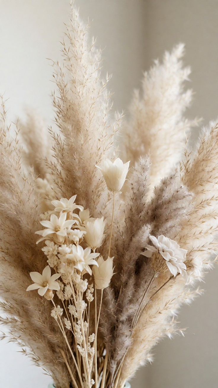 Aesthetic dried flowers pampas neutral Wallpaper