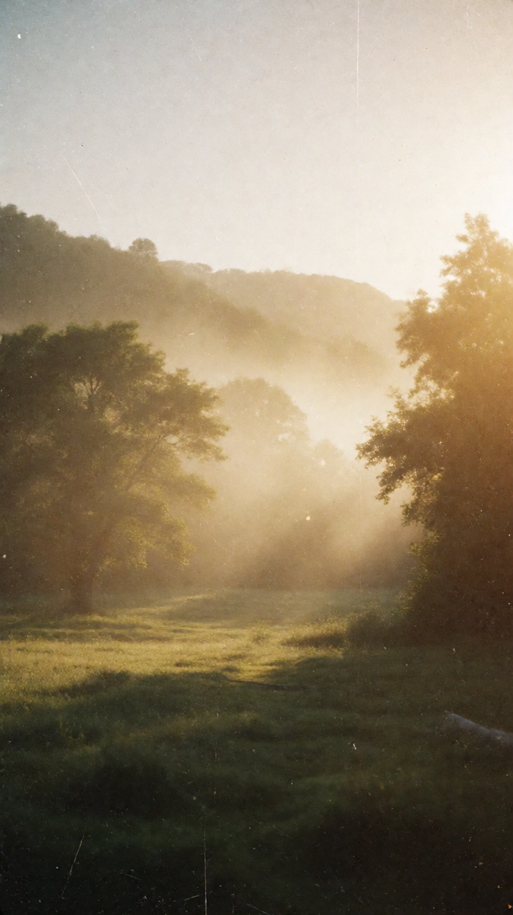 Aesthetic vintage film grain landscape Wallpaper