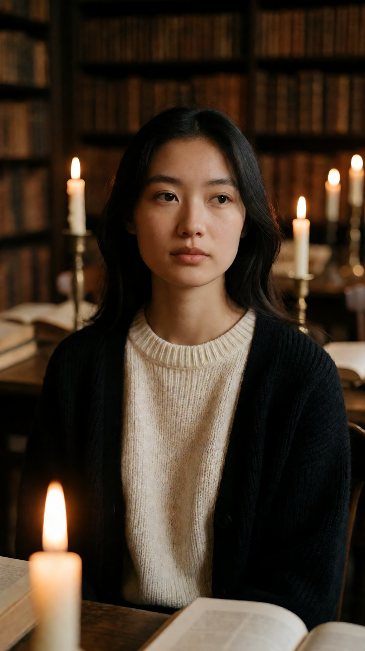Dark academia library candles aesthetic Wallpaper