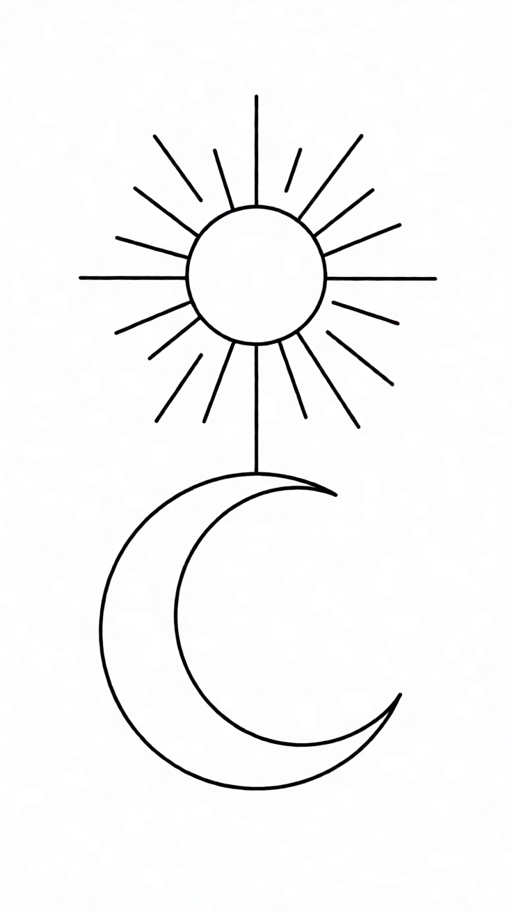 Minimal aesthetic line art sun moon Wallpaper
