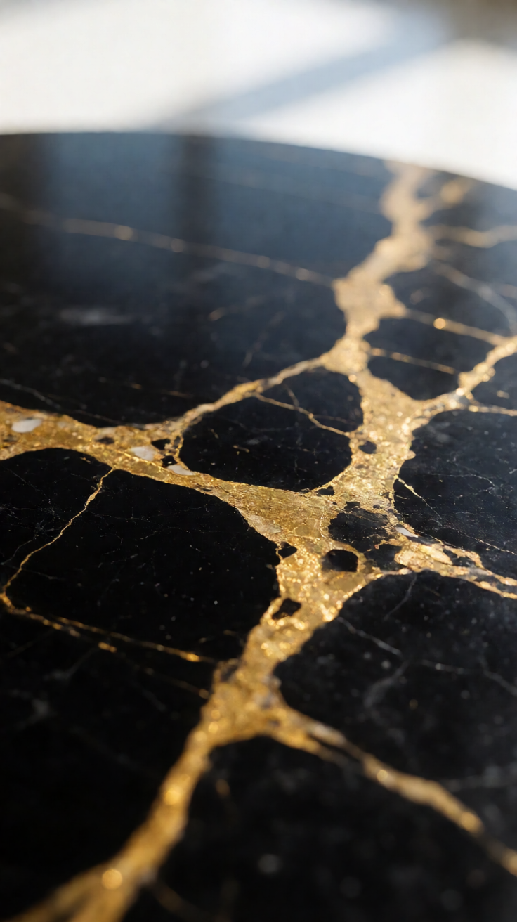 Black marble with gold cracks Wallpaper
