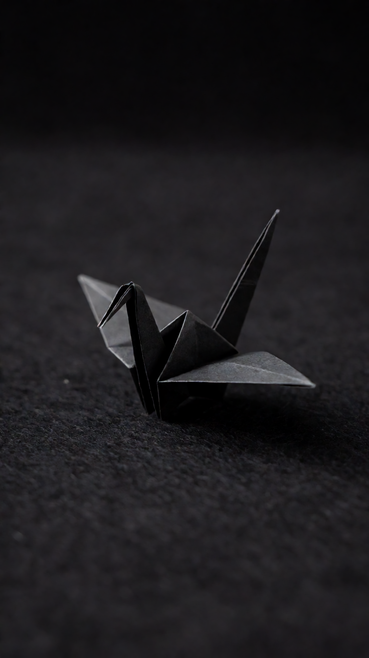 Black origami crane dark backdrop Wallpaper