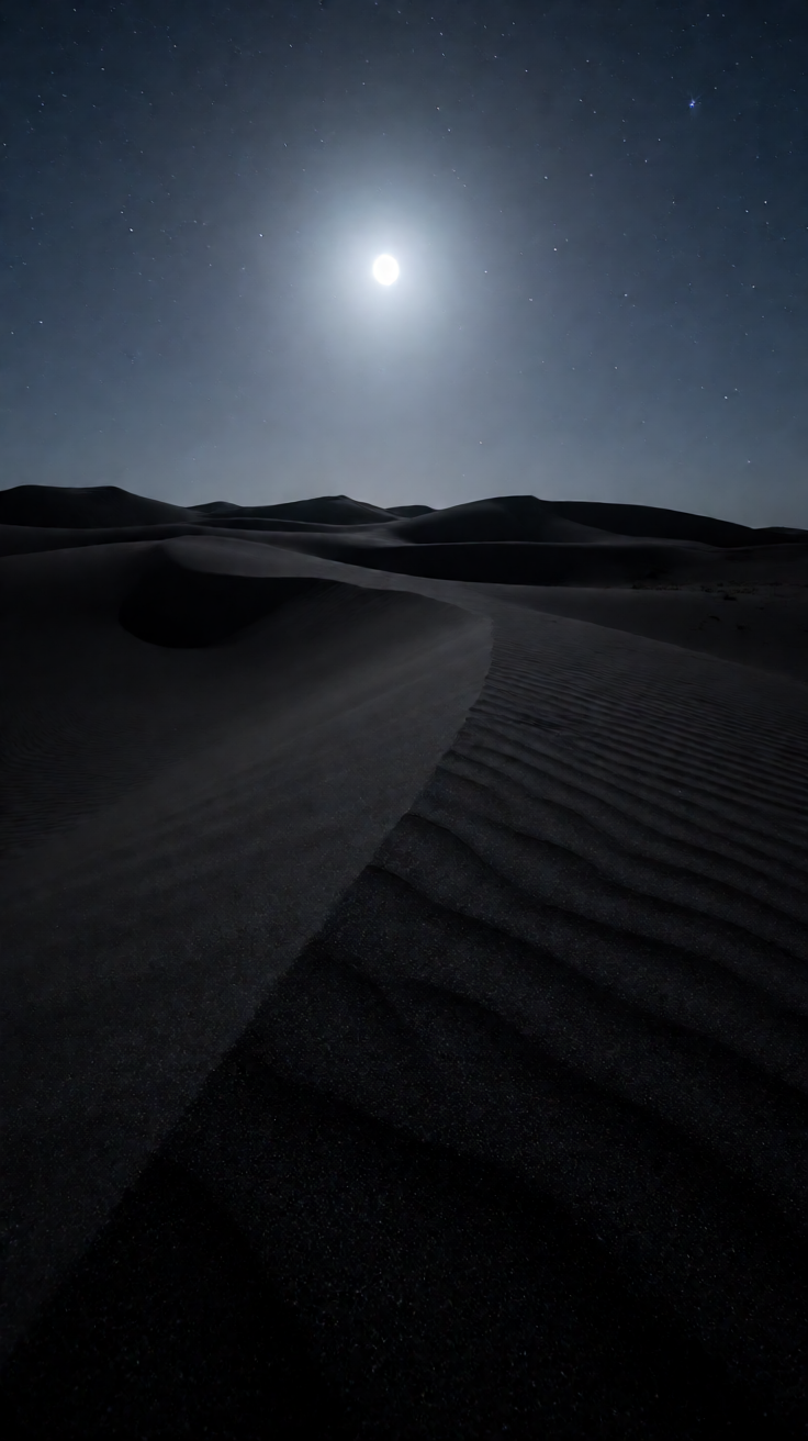 Black sand desert dunes night Wallpaper