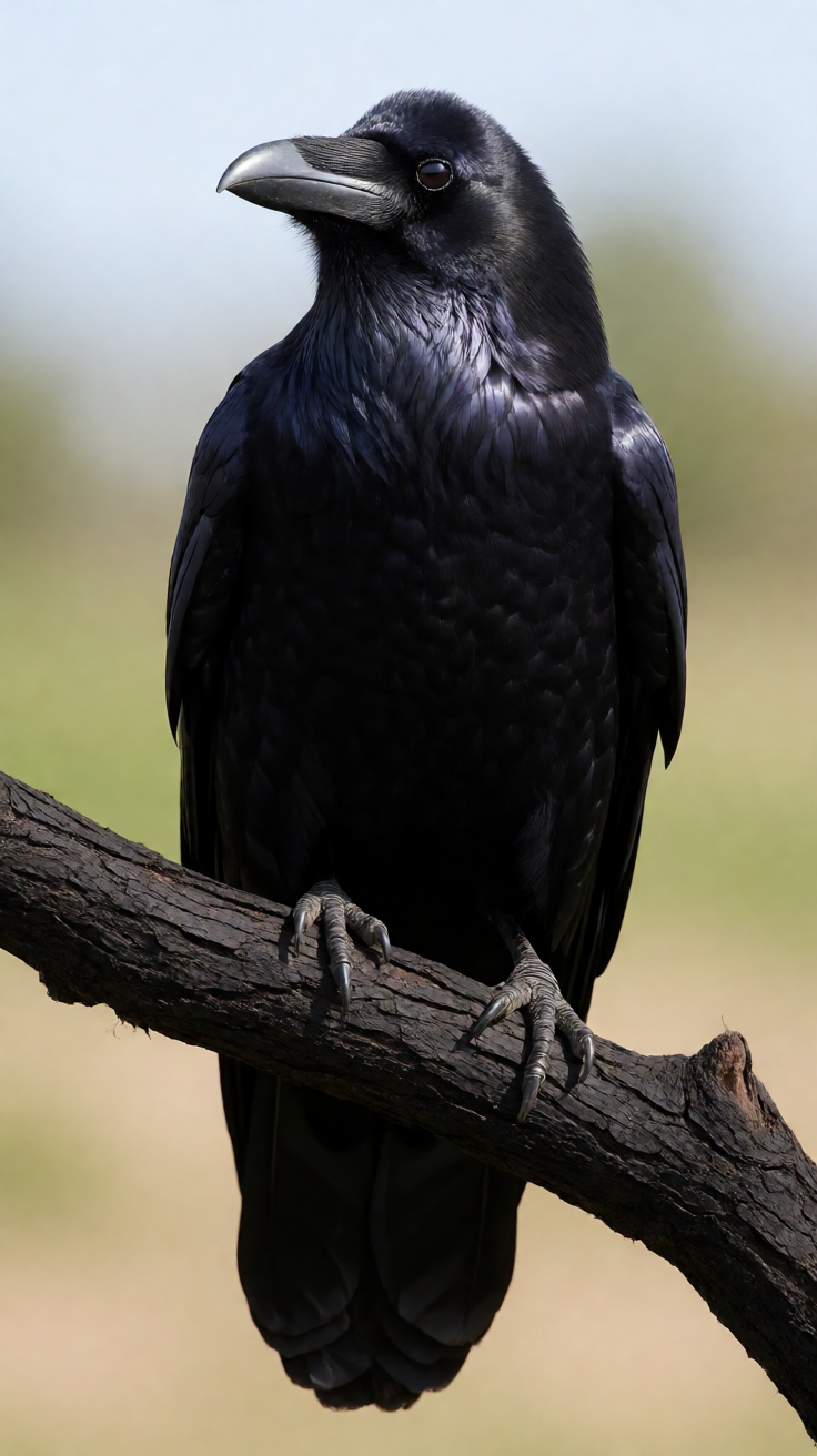 Raven perched on dark branch Wallpaper