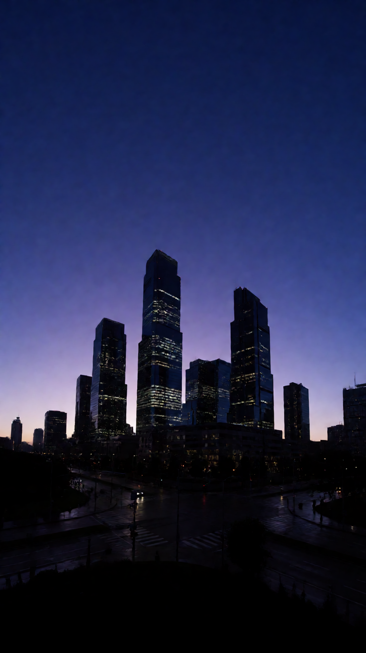 Blue hour city skyline Wallpaper