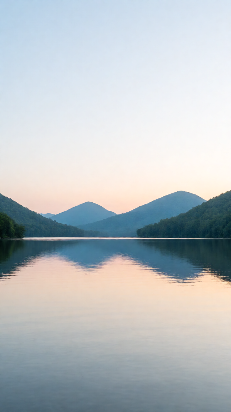 Blue mountain lake reflection dawn Wallpaper