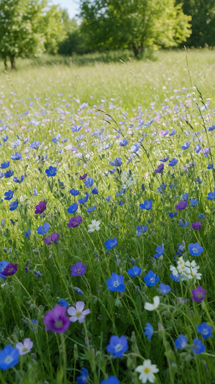 Blue wildflower meadow summer Wallpaper