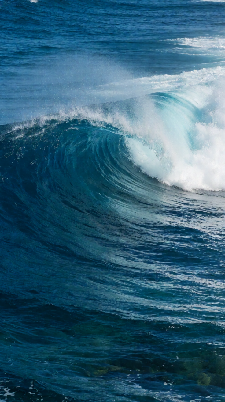Deep blue ocean wave curling Wallpaper