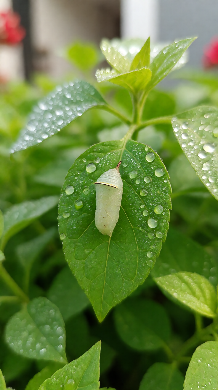 Butterfly chrysalis morning dew Wallpaper
