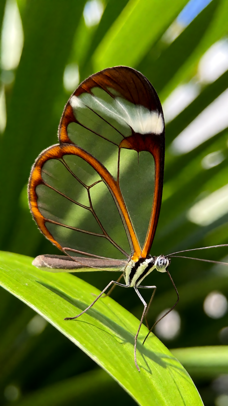 Glasswing butterfly transparent wings Wallpaper