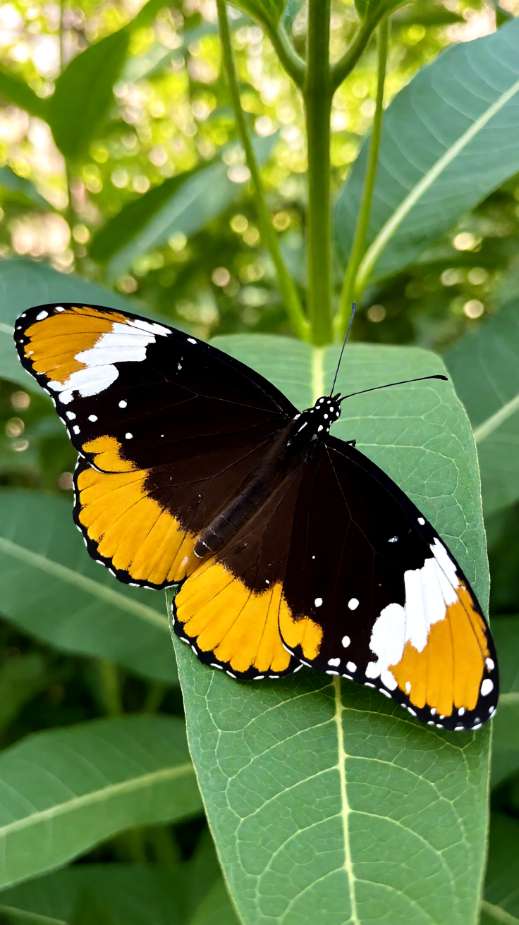 Queen butterfly on milkweed Wallpaper