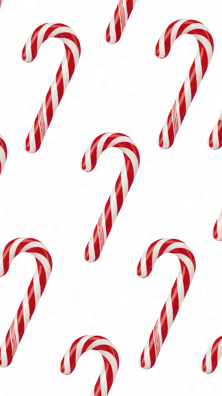 Candy canes pattern on white background minimal Wallpaper