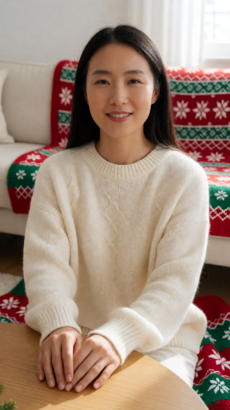 Christmas knitted pattern red green Wallpaper