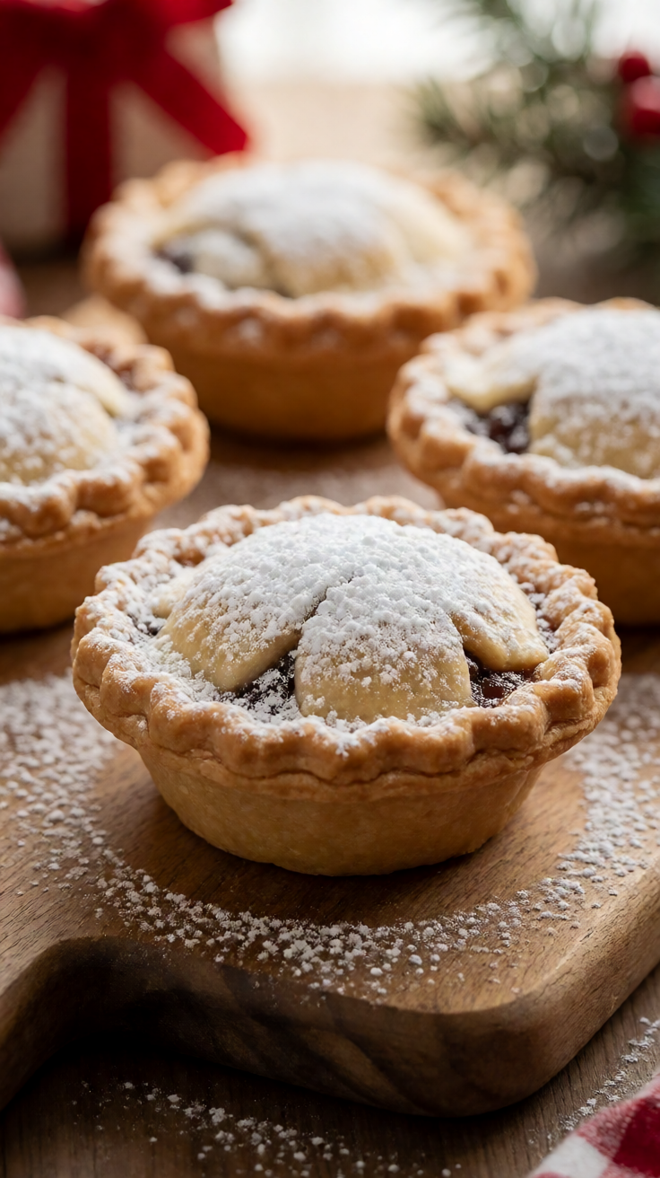 Mince pies with powdered sugar christmas baking Wallpaper