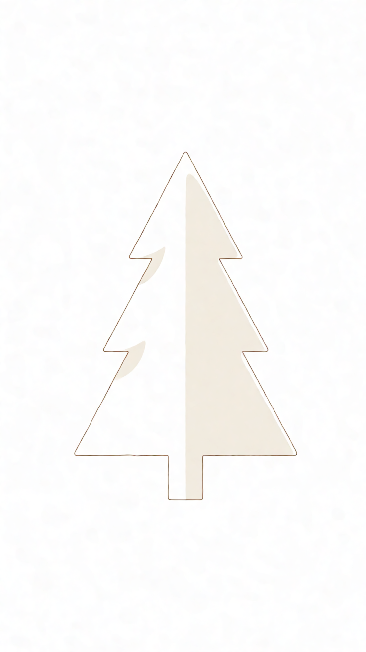 Minimalist line art christmas tree cream Wallpaper