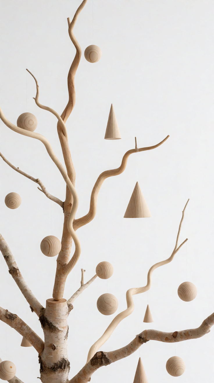 Minimalist scandinavian christmas tree wooden decorations Wallpaper