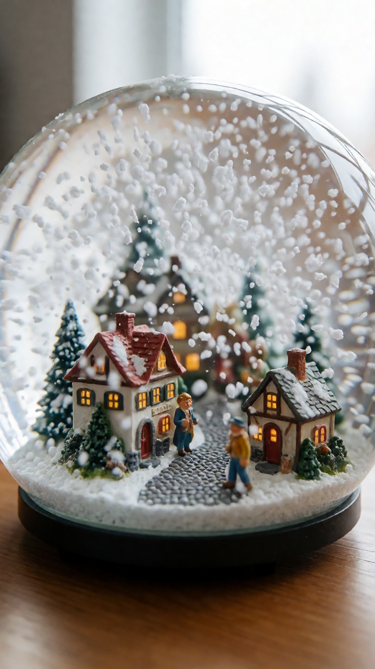 Snow globe with tiny village Wallpaper