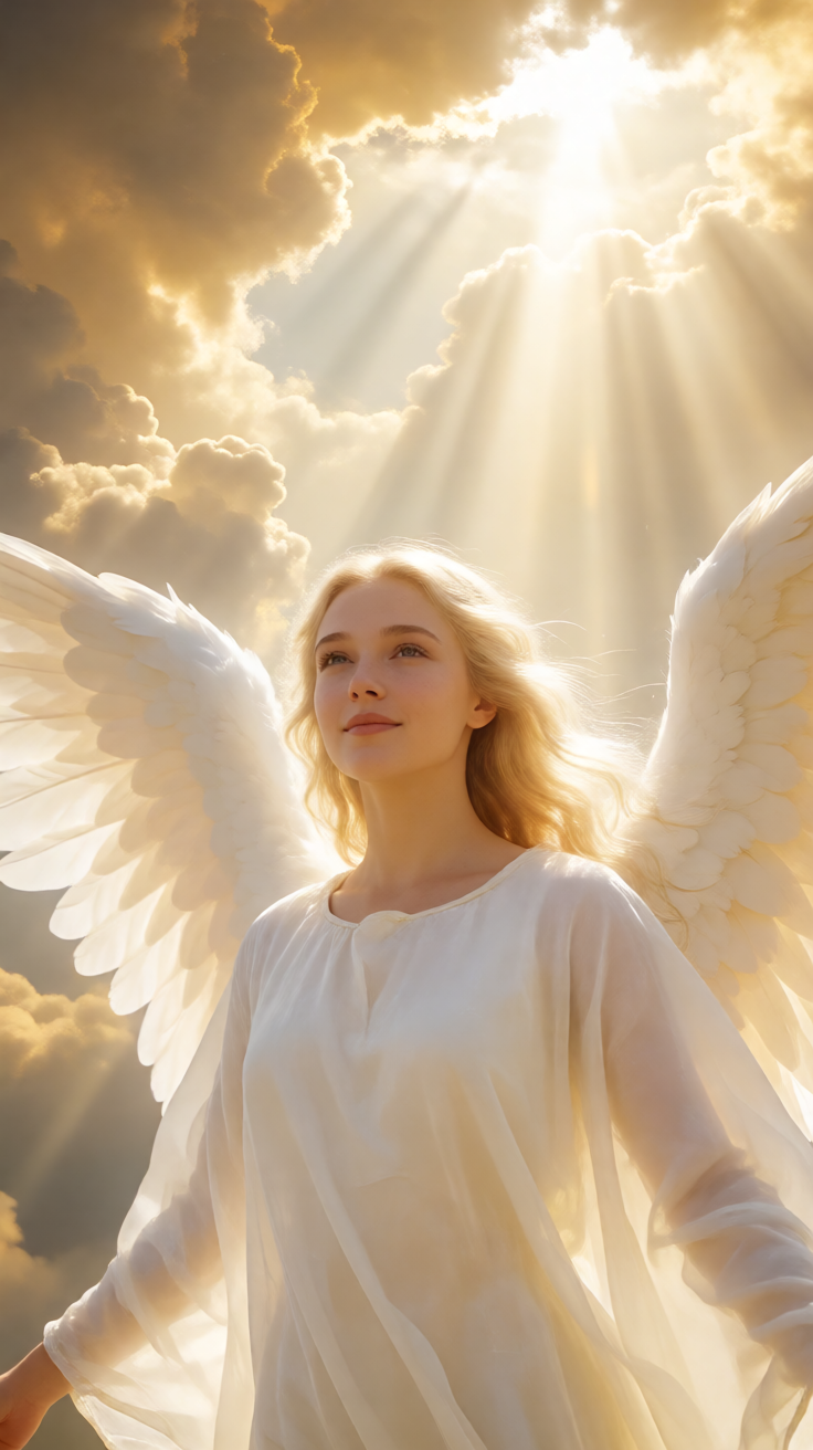 Angel light rays through clouds Wallpaper