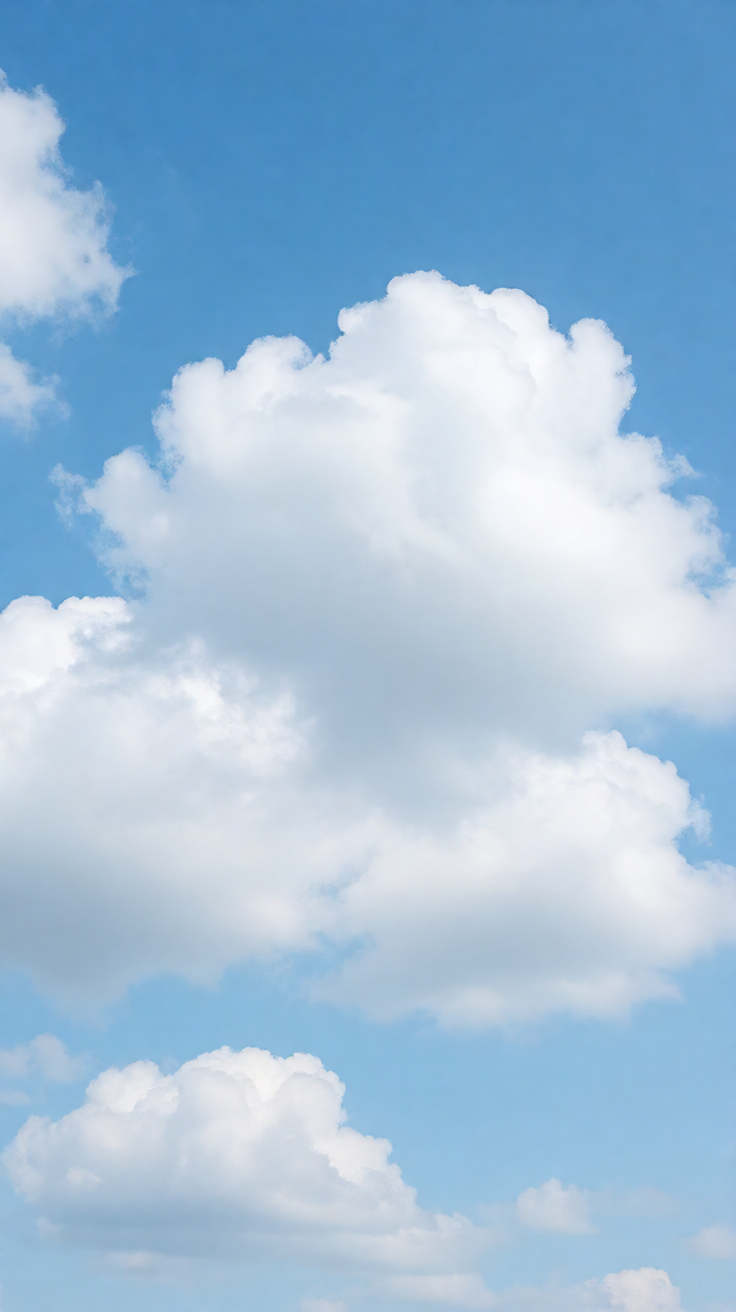 Fluffy cumulus clouds blue sky