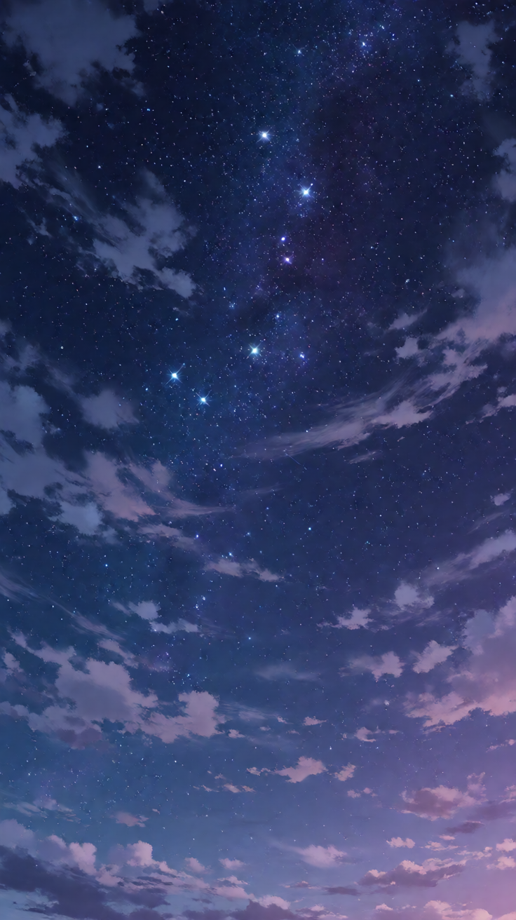 Starry sky with thin clouds Wallpaper