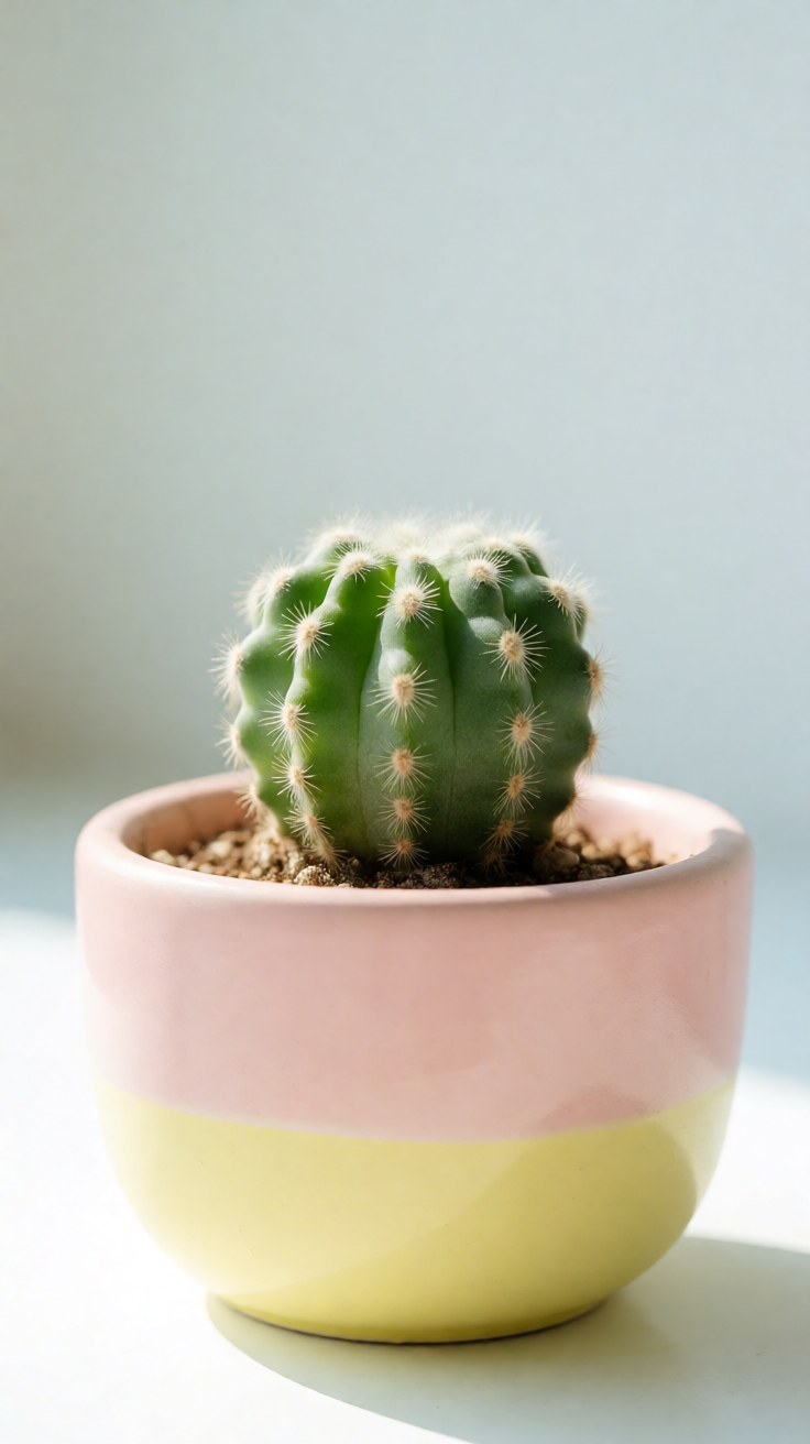 Cute cactus in pastel pots Wallpaper