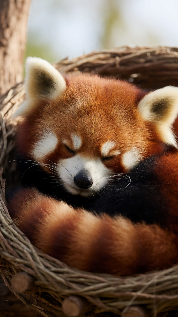 Cute red panda sleeping Wallpaper
