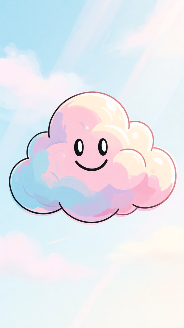 Kawaii pastel cloud with smiley face Wallpaper