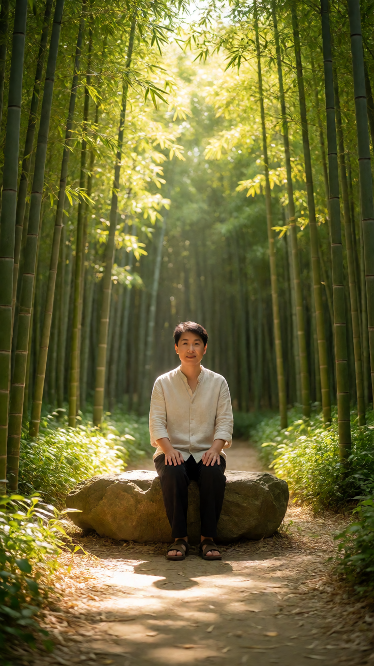 Bamboo forest path sunlight Wallpaper