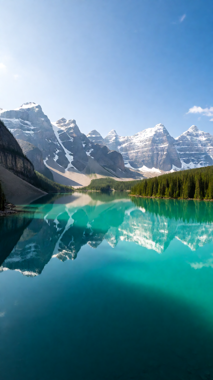Emerald lake mountain reflection Wallpaper