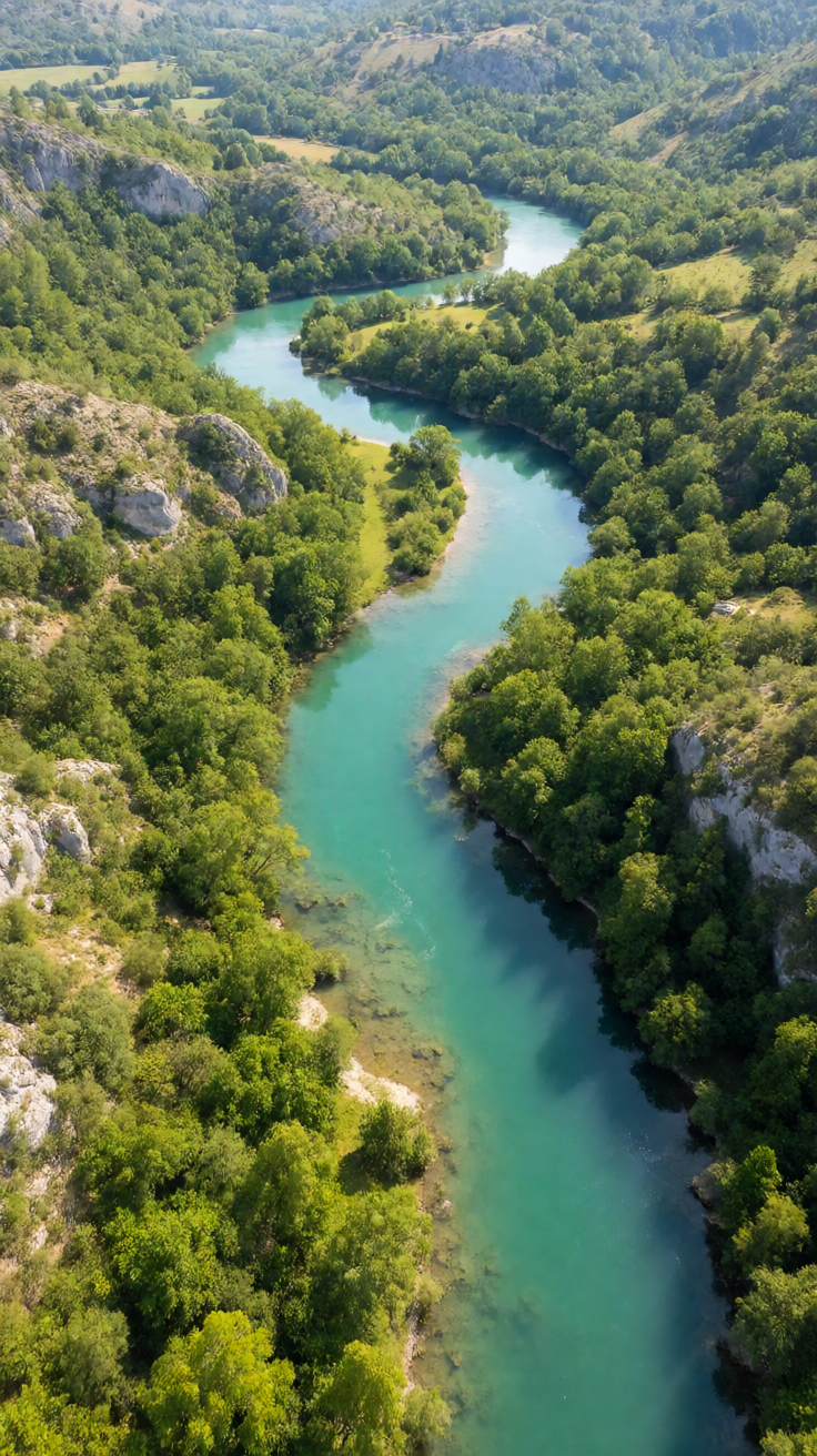 Green canyon river aerial Wallpaper
