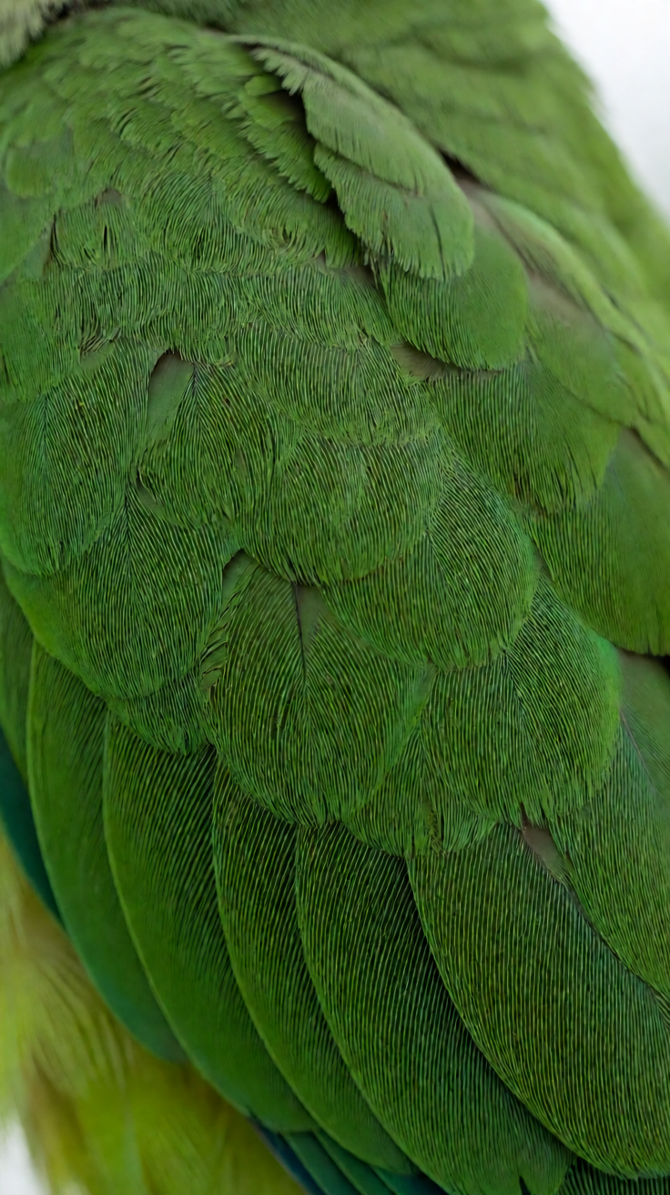Green parrot feathers macro Wallpaper