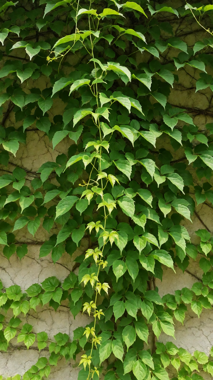 Green vine leaves wall garden Wallpaper
