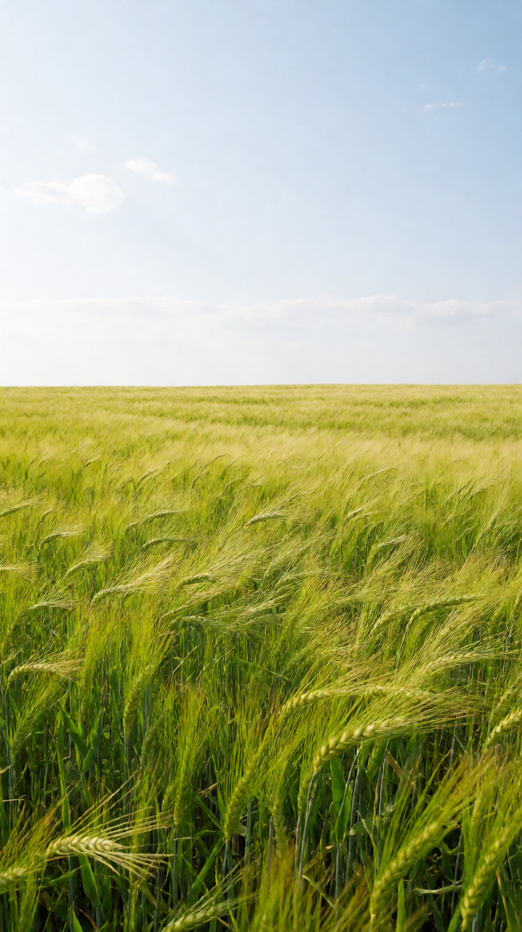 Green wheat field summer breeze Wallpaper