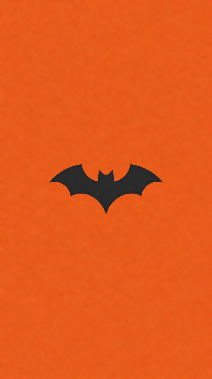 Bat pattern on orange background minimal Wallpaper