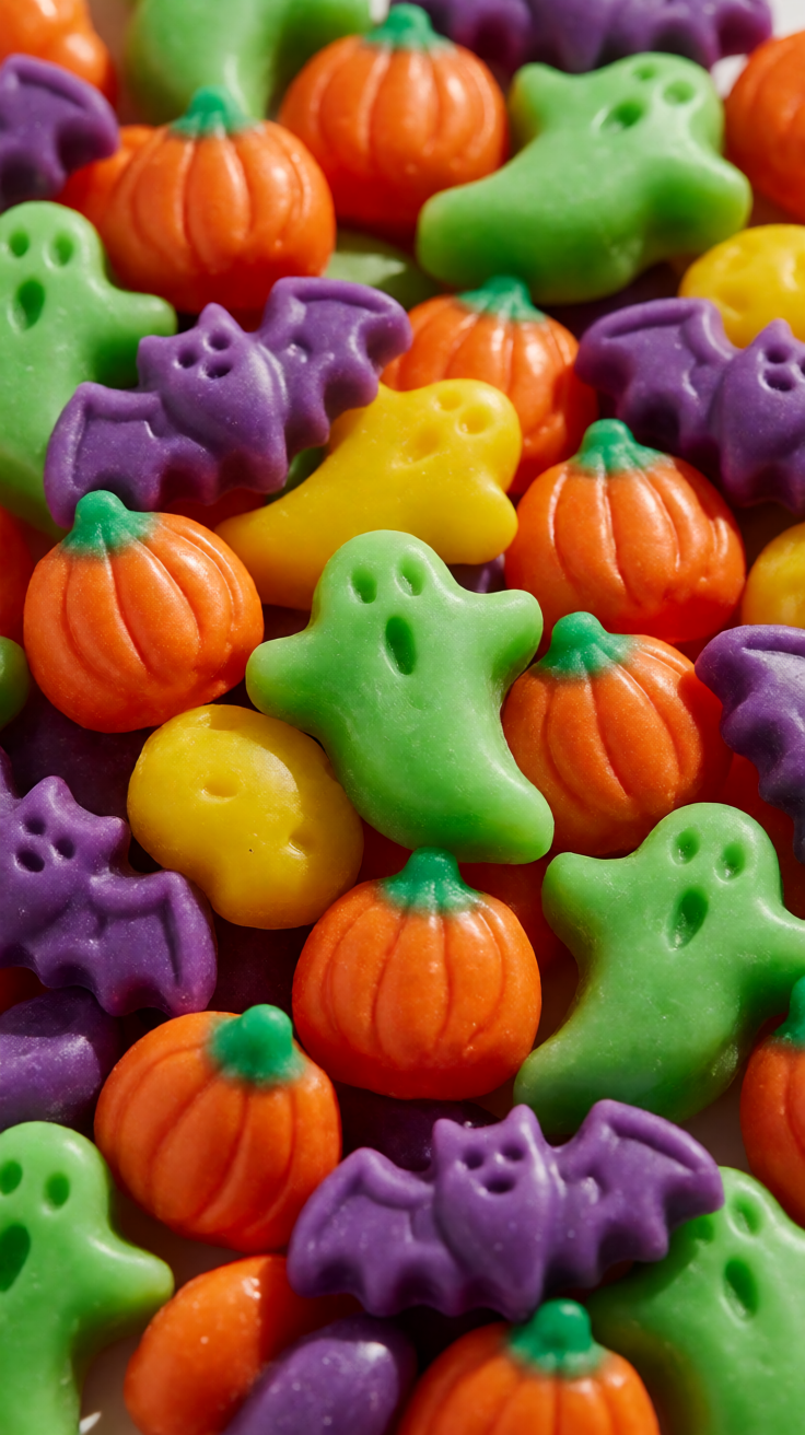 Halloween candy pile colorful pattern Wallpaper