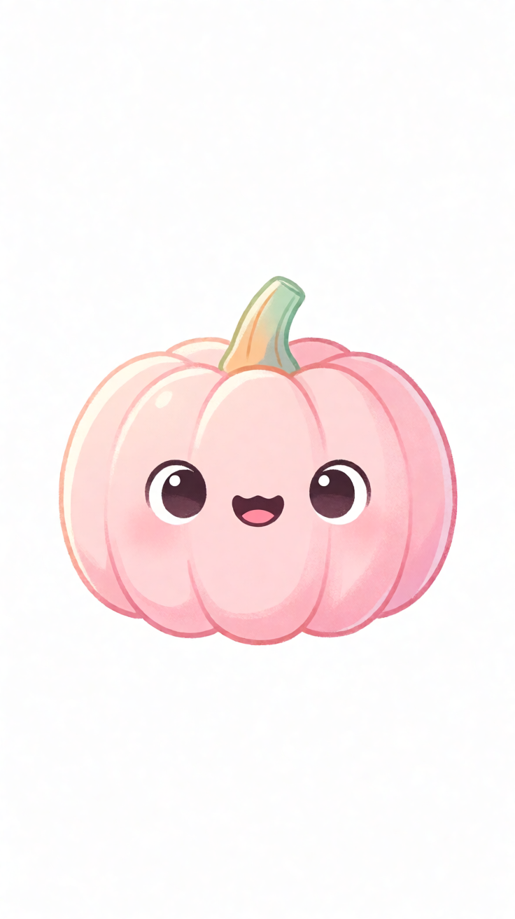 Pastel pink pumpkin kawaii illustration Wallpaper
