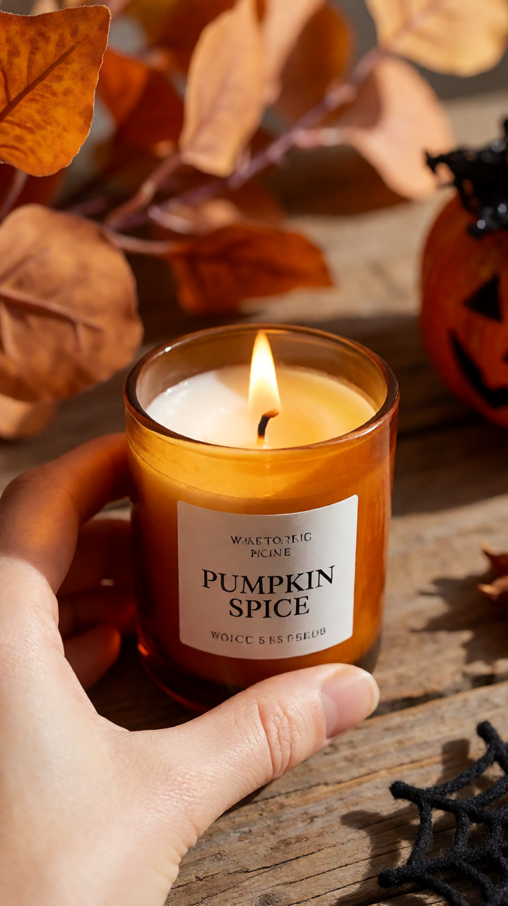 Pumpkin spice candles autumn cozy halloween Wallpaper