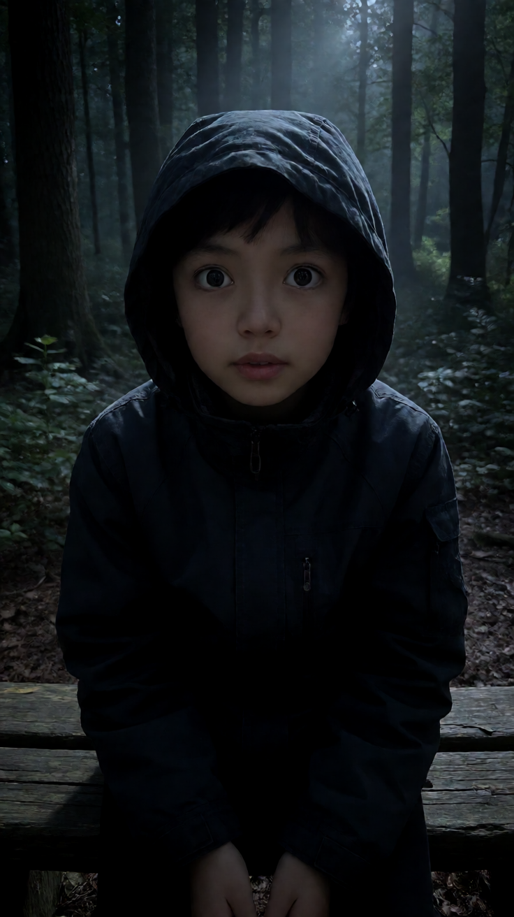 Spooky eyes glowing in dark forest Wallpaper