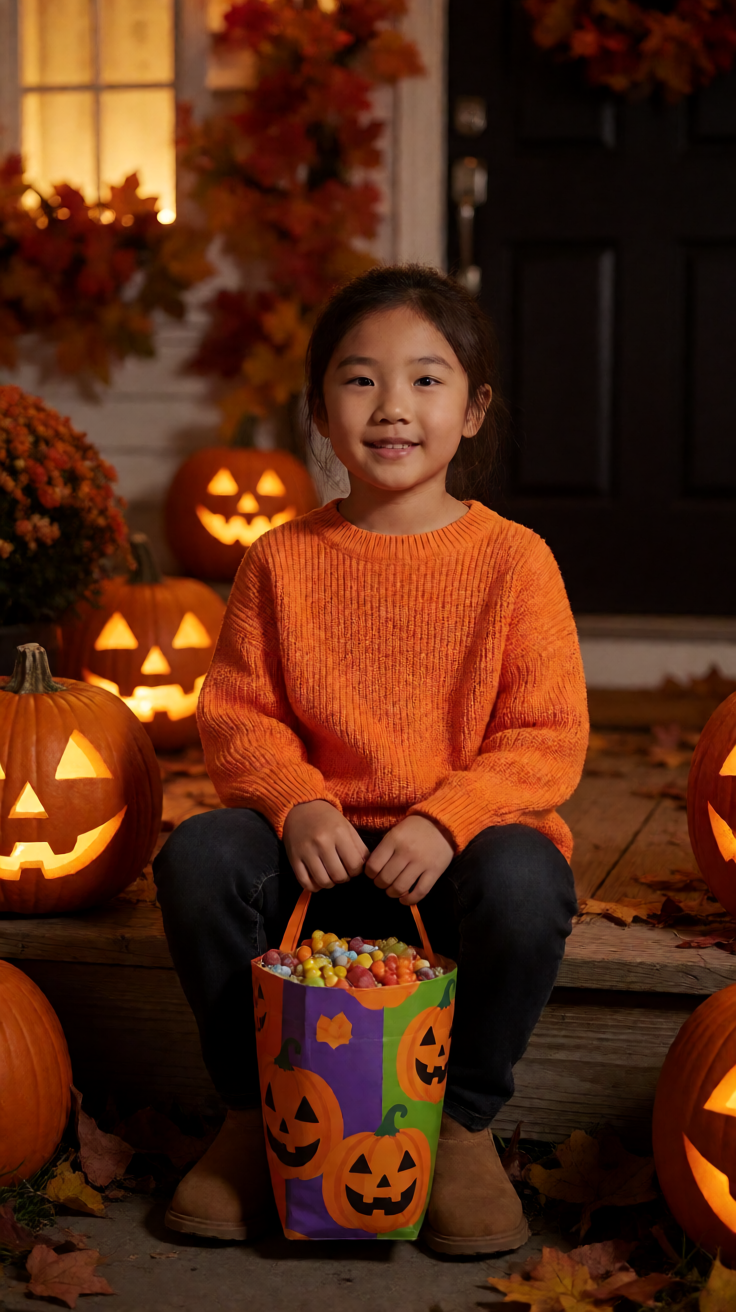 Trick or treat bags halloween night scene Wallpaper