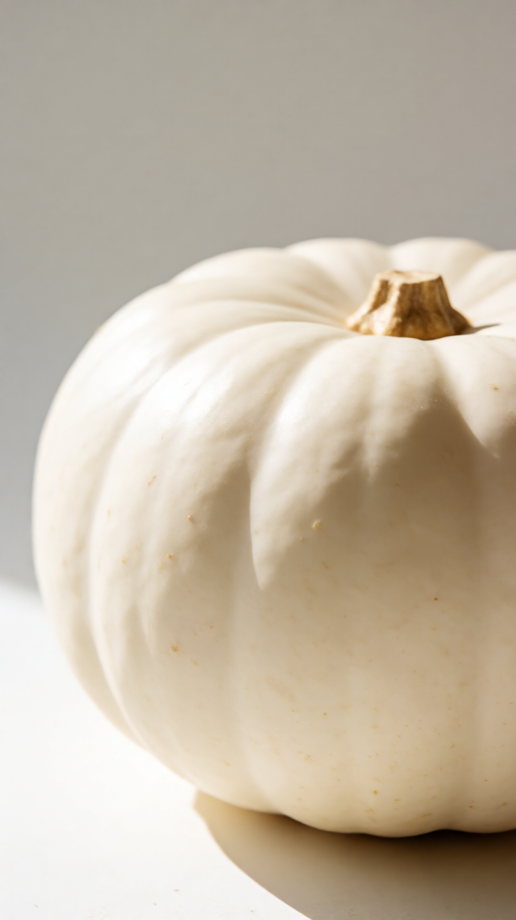 White pumpkin autumn centerpiece minimal still life Wallpaper