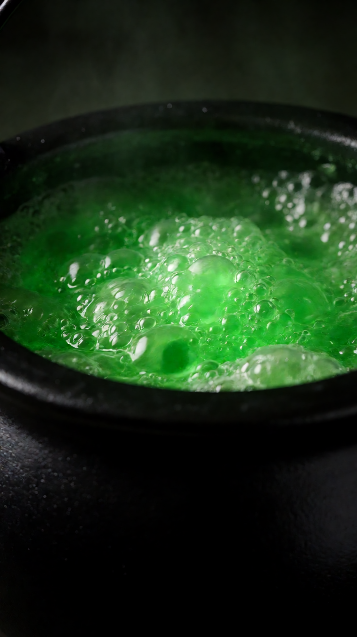 Witch cauldron bubbling green glow spooky Wallpaper