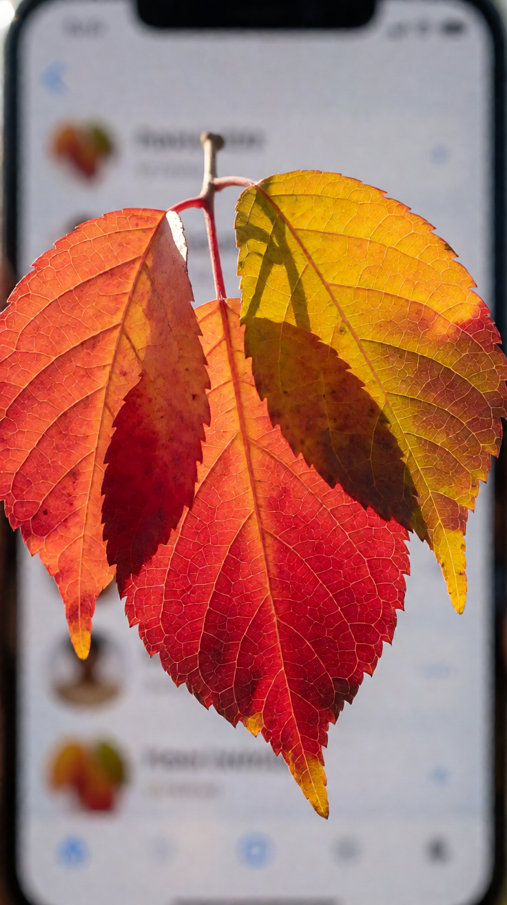 Autumn leaves macro phone background Wallpaper