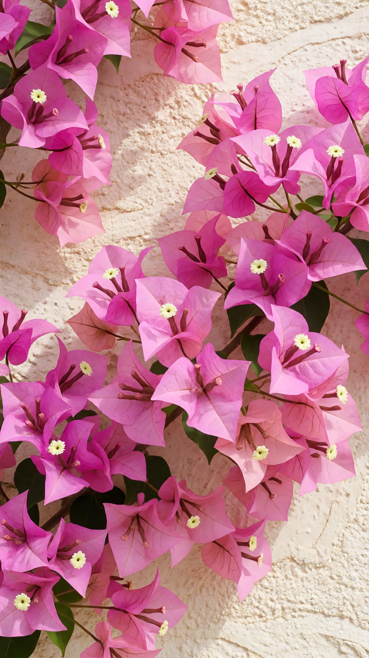 Pink bougainvillea flowers wall Wallpaper