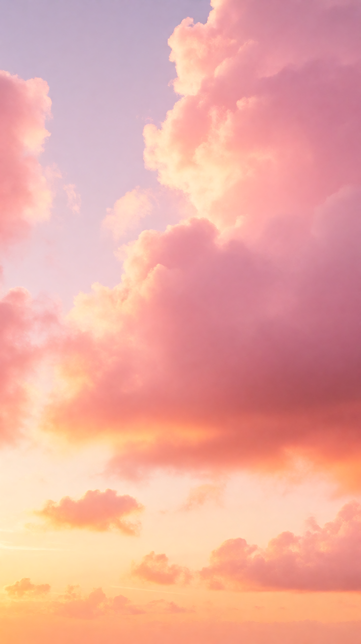 Pink cotton candy clouds sunset Wallpaper
