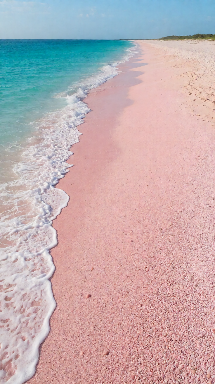 Pink sand beach aerial view Wallpaper
