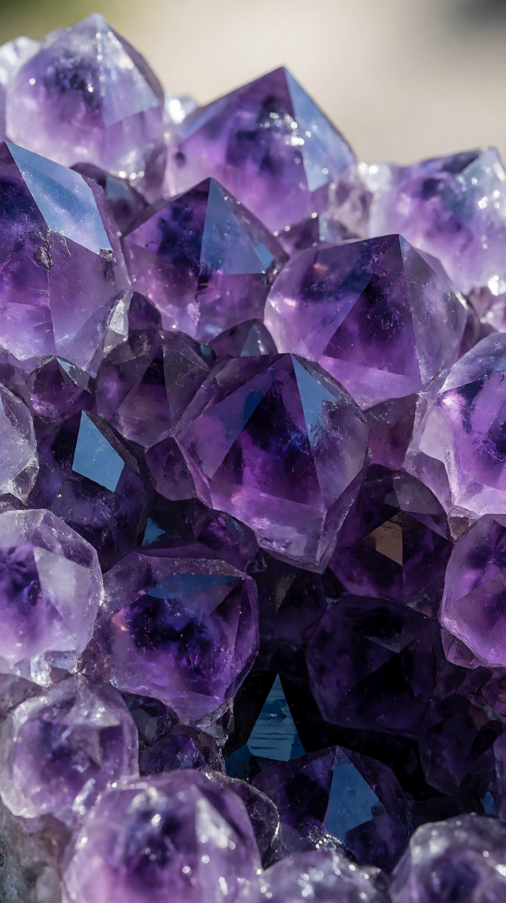 Amethyst crystal cluster macro Wallpaper