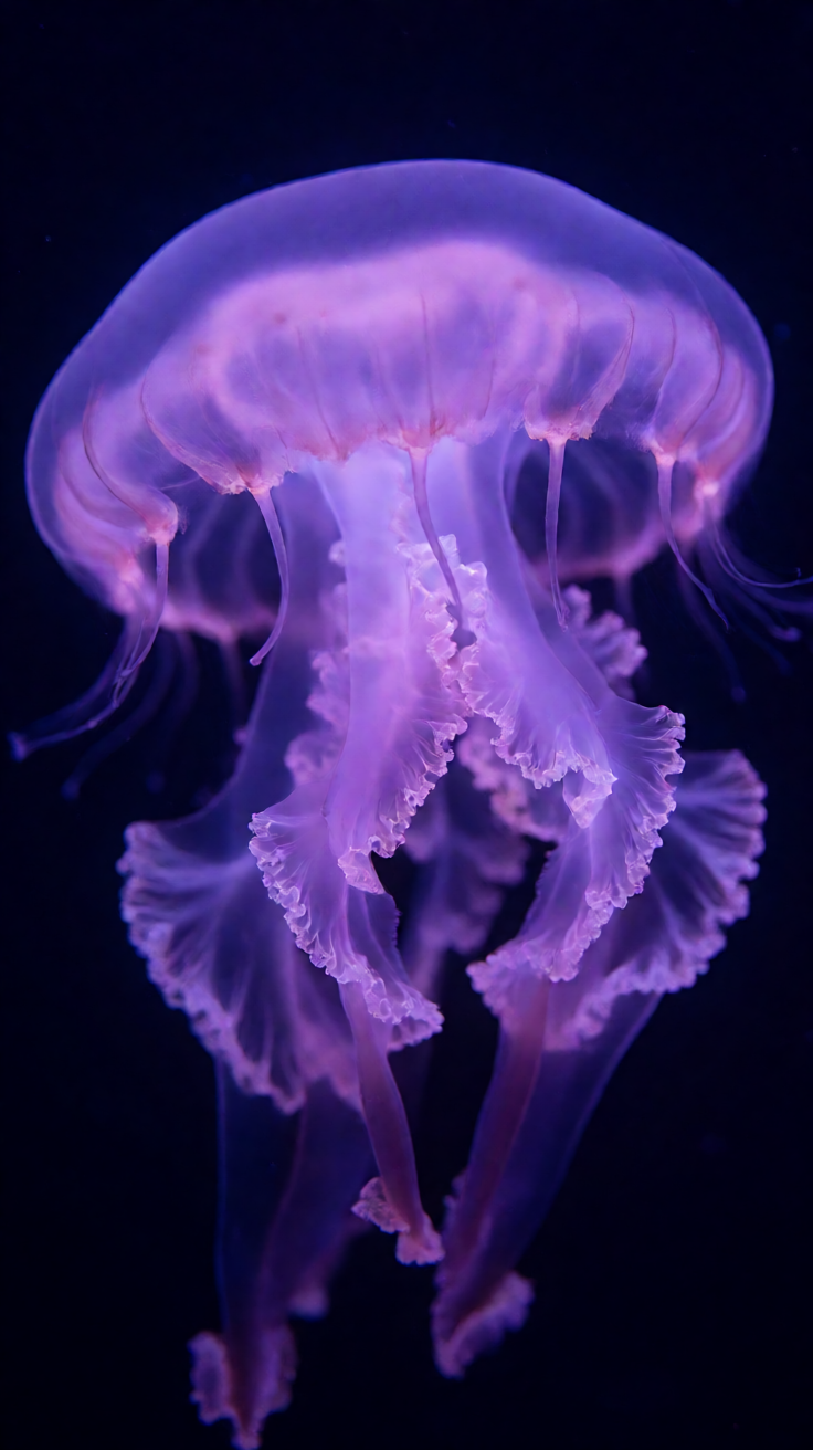 Purple jellyfish deep sea glow Wallpaper