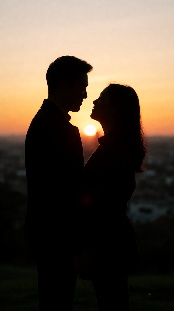 Couple silhouette sunset valentine Wallpaper
