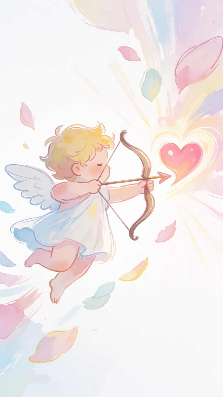 Cupid arrow heart pastel illustration Wallpaper
