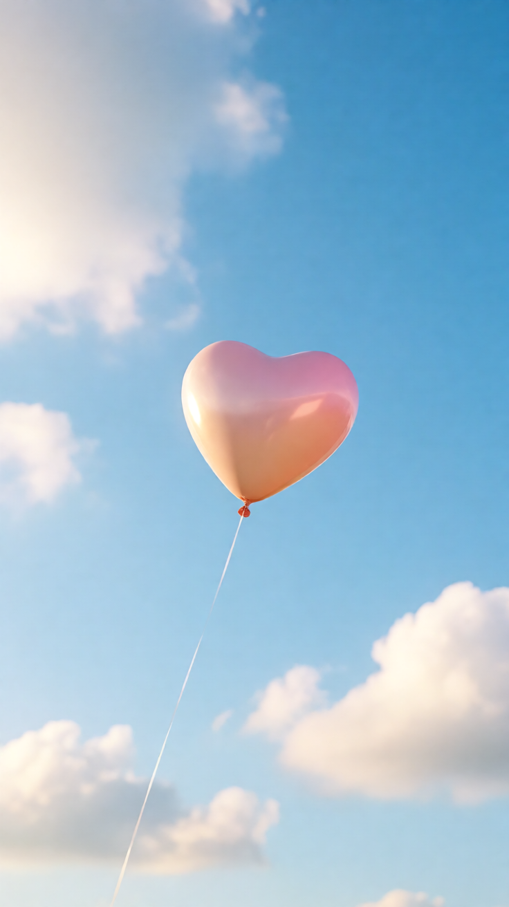 Heart shaped balloon sky romantic Wallpaper